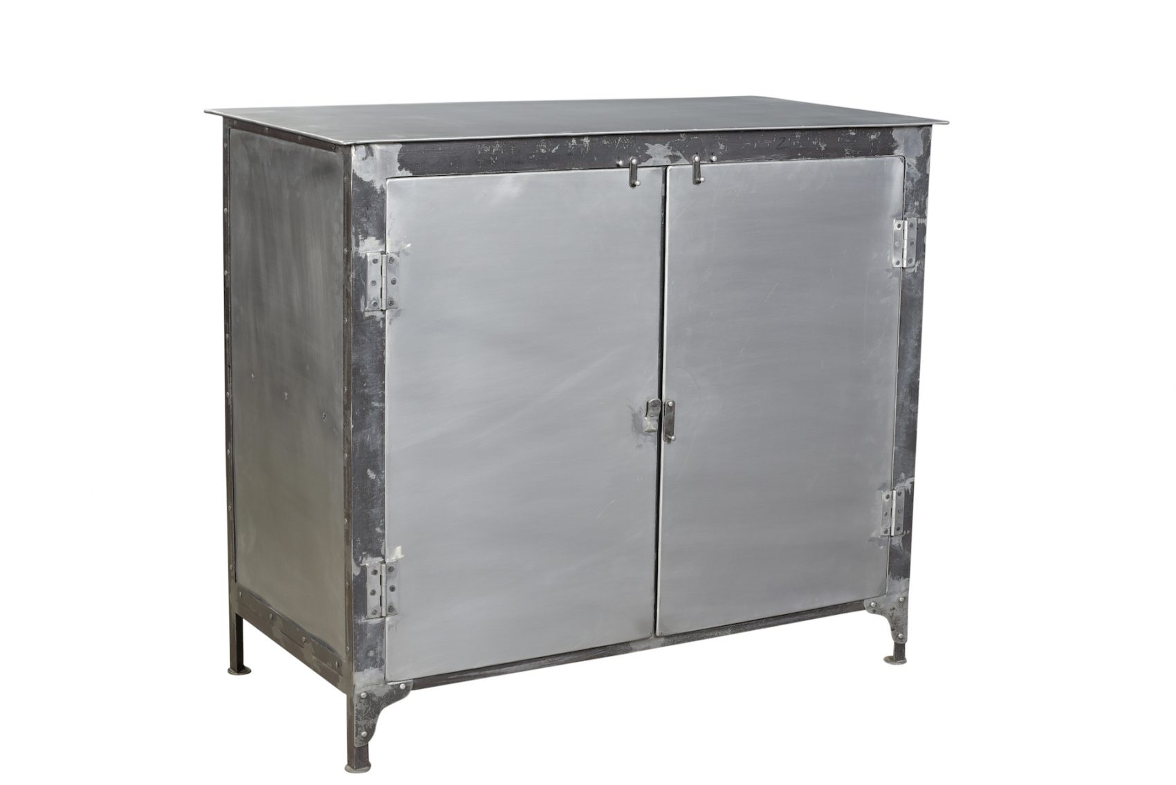 Buffet indus - 2 portes et 3 tiroirs - Bois massif et métal anthracite