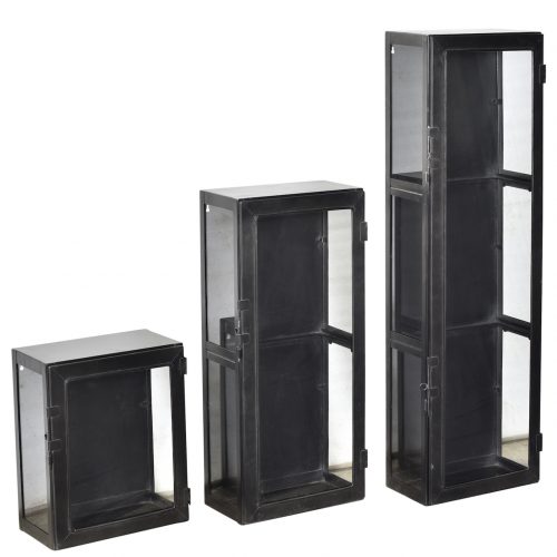 Lot de 3 vitrines fer